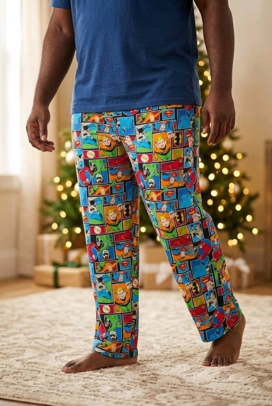 Vtg DC Comics Originals Justice League Pajama Pants Men L Comic Print Loungewear